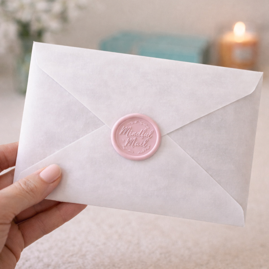 Mindful mail with soft pink seal